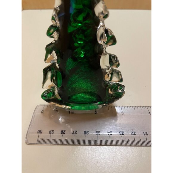 Blown Glass Clear and Green Pine Tree Signed - Picture 5 of 7